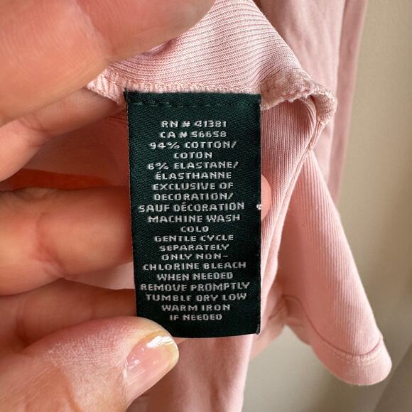 Lauren Ralph Lauren Light Pink Boatneck Knit Top Button Side Long Sleeve Sz XL - Picture 4 of 5